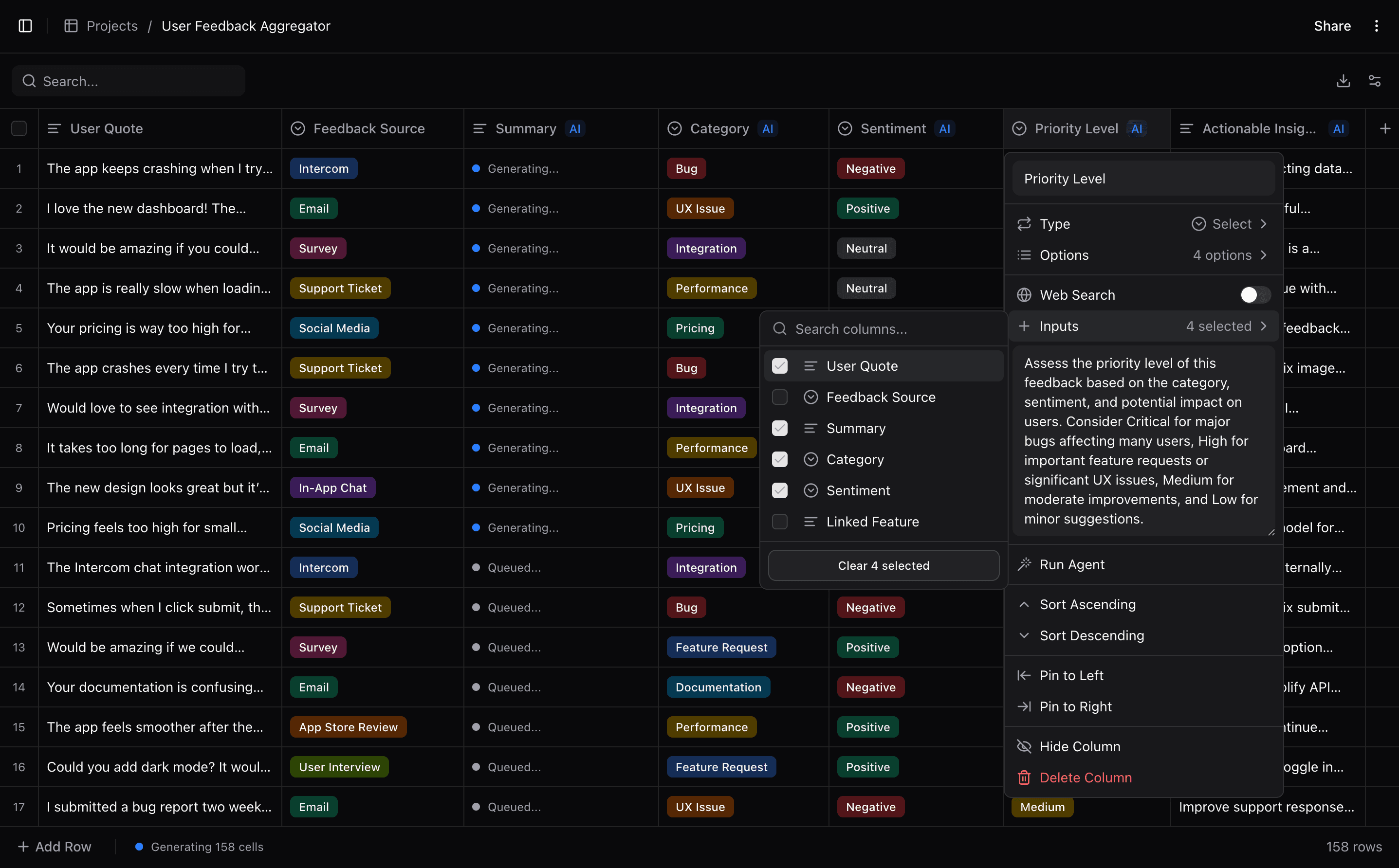 Review Grid interface dark mode